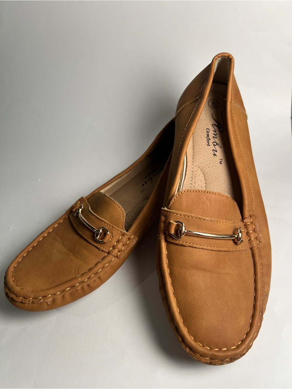 Ambu Comfort Womens Size 8 Shoes Flat Slip On Loafers Camel